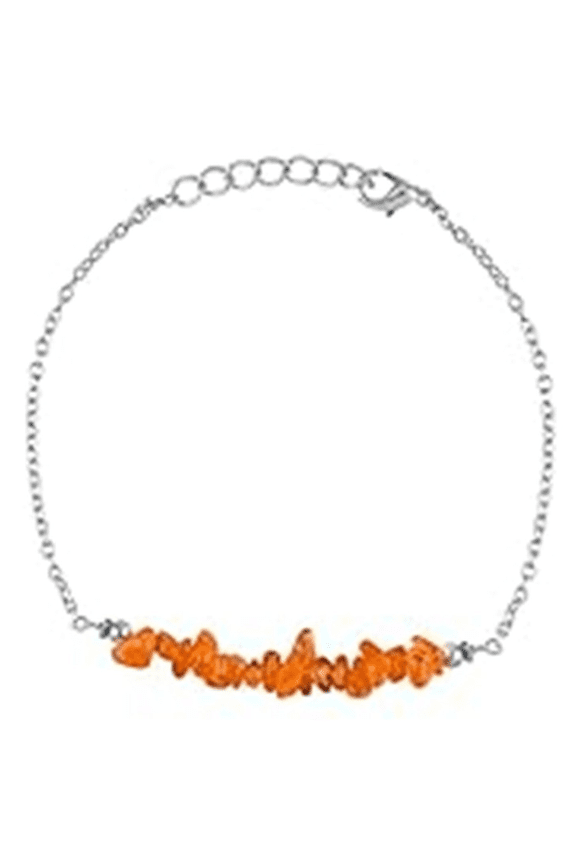 Carnelian 3-5mm Uncut Chips Shape Rough Cut Beads 7 inch adjustable Silver Plated Clasp Bracelet for men, women, unisex. Link Chain Stacking Bracelet.|LINK_01894