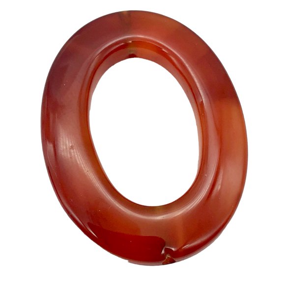 Carnelian Agate Oval Picture Frame Bead | 40x30x5mm | Red/Orange | Oval | 1 Bd |