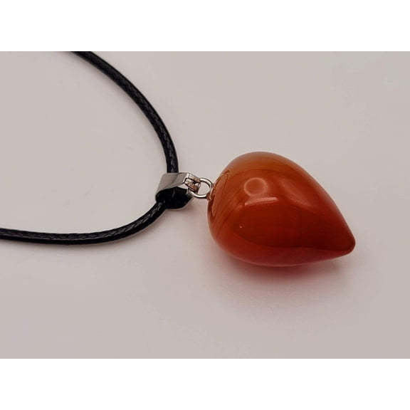 Carnelian Bead Crystal Necklace Handmade Natural Stone Silver Tone