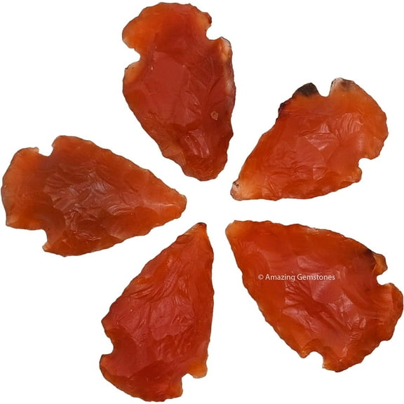 Carnelian Crystal Arrow Head Stone 5 Pieces (1" to 1.5" Inch)