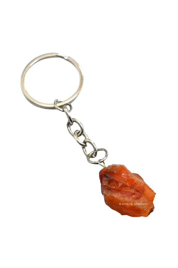 Carnelian Crystal Car Key Holder, Raw Crystal Keychain