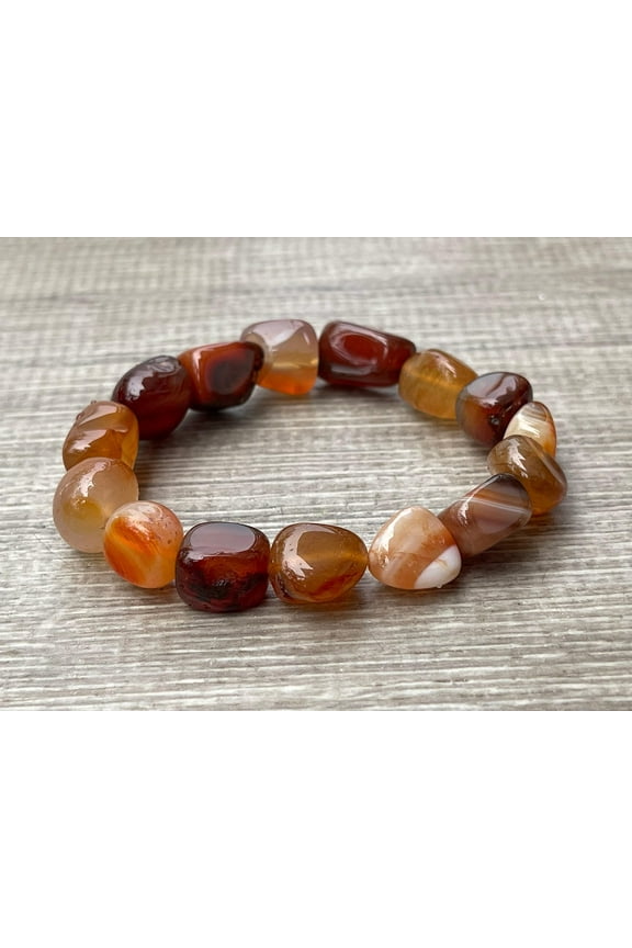 Carnelian Crystal Nugget Bracelet, Wholesale Genuine Carnelian Tumbled Gemstone Bracelet, Gift for Men & Women (1)