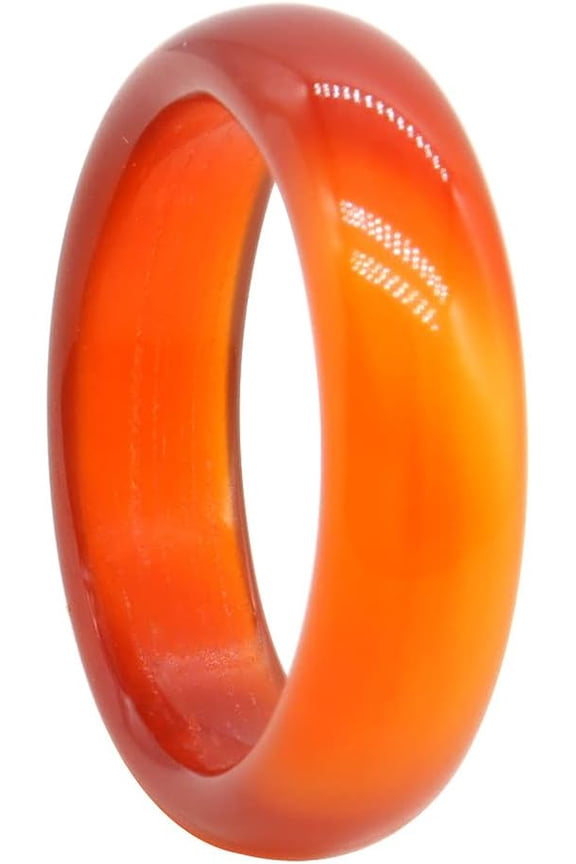 Carnelian Crystal Rings Carnelian Gemstone Band Ring for Women Carnelian Smooth Round Donut Ring Gifts