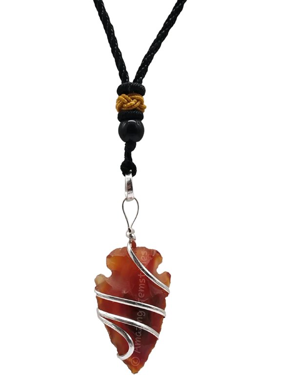 Carnelian Crystal necklace Arrowhead (Spiral)