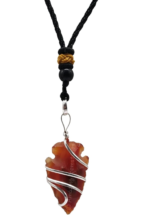 Carnelian Crystal necklace Arrowhead (Spiral)