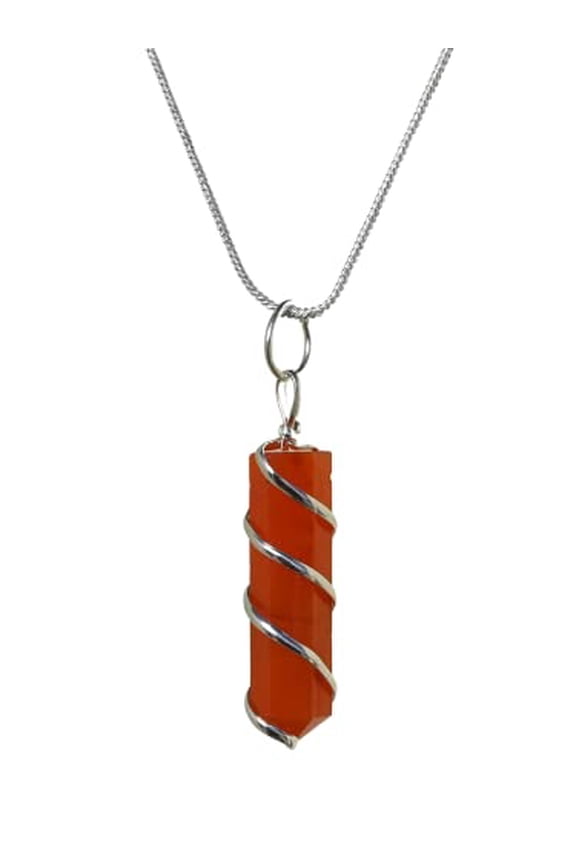 Carnelian Crystal necklace Pencil Point (Spiral)