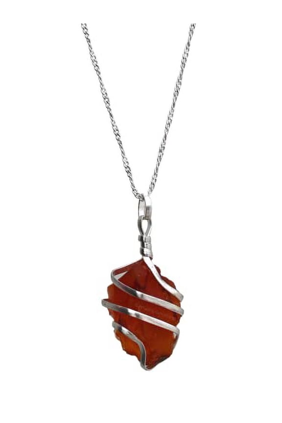 Carnelian Crystal necklace Raw Stone (Spiral)