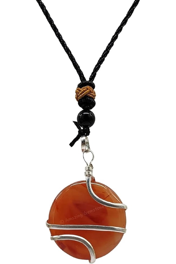 Carnelian Crystal necklace Spiral Disc