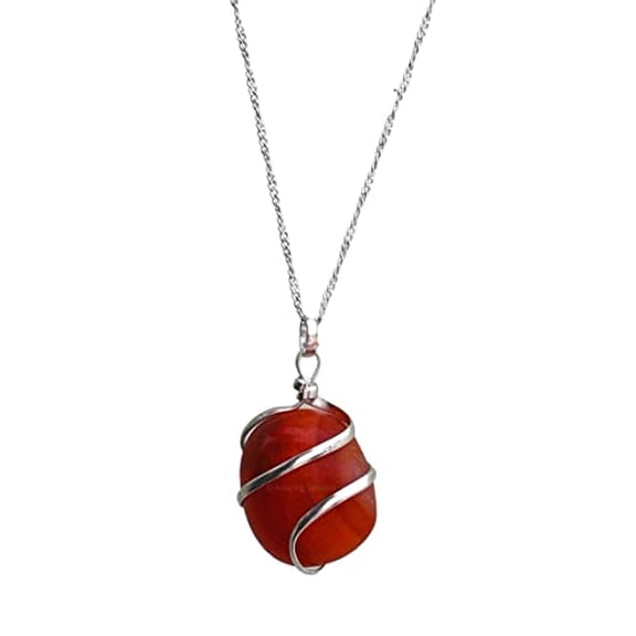 Carnelian Crystal necklace Tumbled (Spiral)