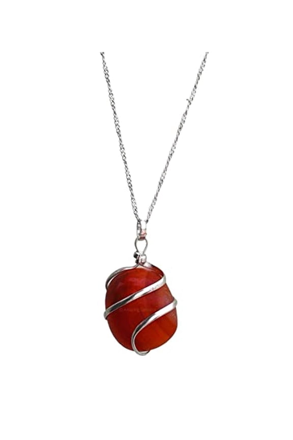 Carnelian Crystal necklace Tumbled (Spiral)
