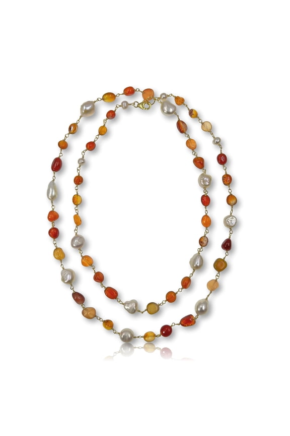 Carnelian & Culture Pearl Necklace