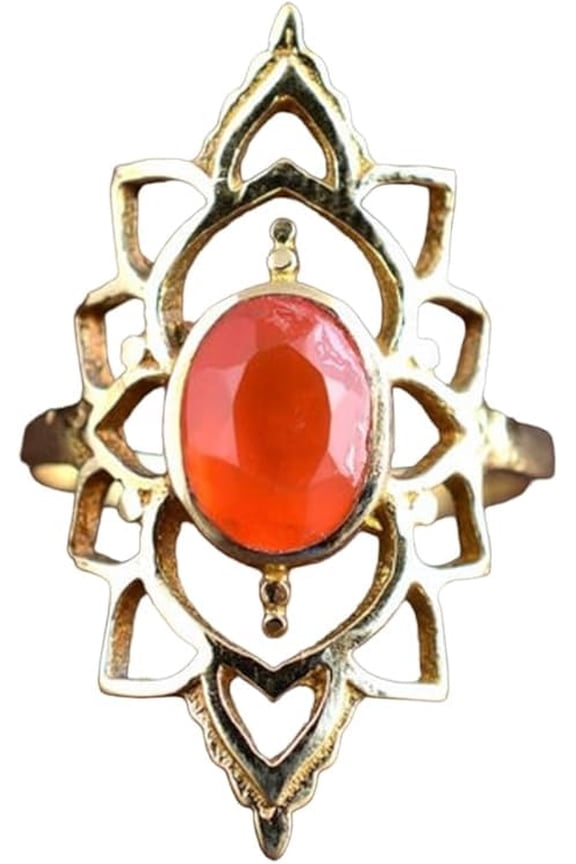 Carnelian Gemstone Ring, Natural Carnelian Ring, Mandala Design Ring, Womens Ring, Gold Micron Ring, 925 Sterling Silver, Handmade Jewelry, Bohemian Ring, Engagement Ring, Christmas, Birthday Gift