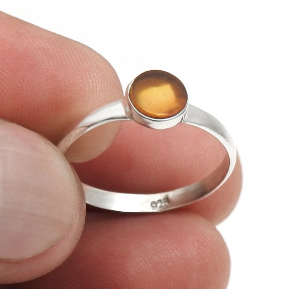 Carnelian Gemstone Sterling Silver Band Sacral Chakra Unique Ring Jewelry Size 9