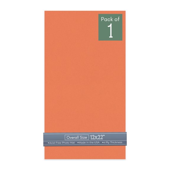 Carnelian Orange 12x22 Uncut Art Mat Board - No Opening - 1 Mat