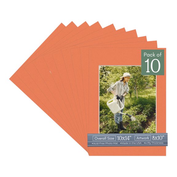 Carnelian Orange Picture Frame Mat for 10x14 Frames - Fits 8x10 Photos - 10 Mats