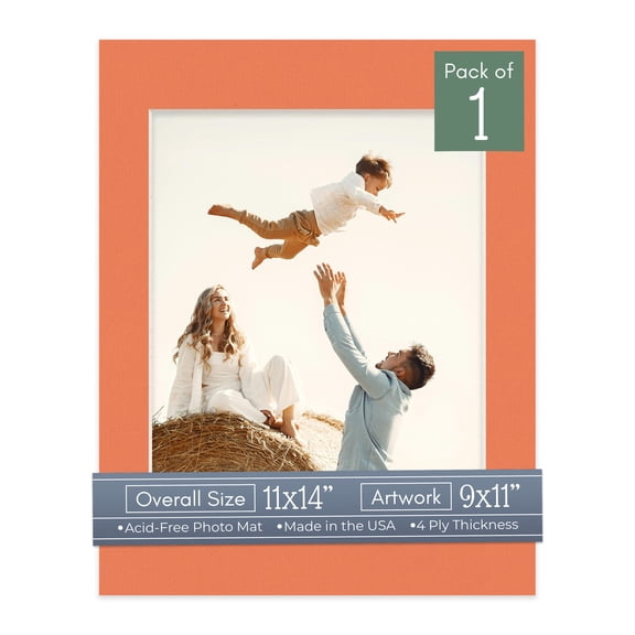 Carnelian Orange Picture Frame Mat for 11x14 Frames - Fits 9x11 Photos - 1 Mat