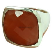 CELCIA JEWELRY Carnelian Red Gemstone Checker Ring, Solitaire Ring, Natural Handmade Fine Jewelry For Women, Bohemian Friendship Elegant Ring, Amazing Gifts For Her, Mothers Day Gifts (carnelian, Size 7)