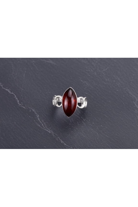 Carnelian Ring | Sterling Silver Marquise Ring | Natural Gemstone Jewelry | Handmade Gift for Her, Artisan Carnelian Ring | Sterling Silver