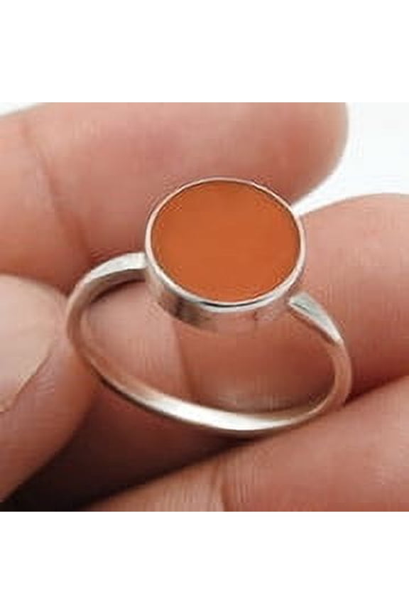 Carnelian Stone Boho Cocktail Mother Statement Ring Solid 925 Sterling Silver Size 5.5