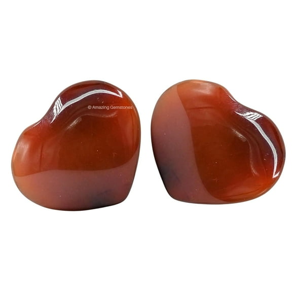 Carnelian Stone Heart - Pack of 2 Crystal Heart Stones