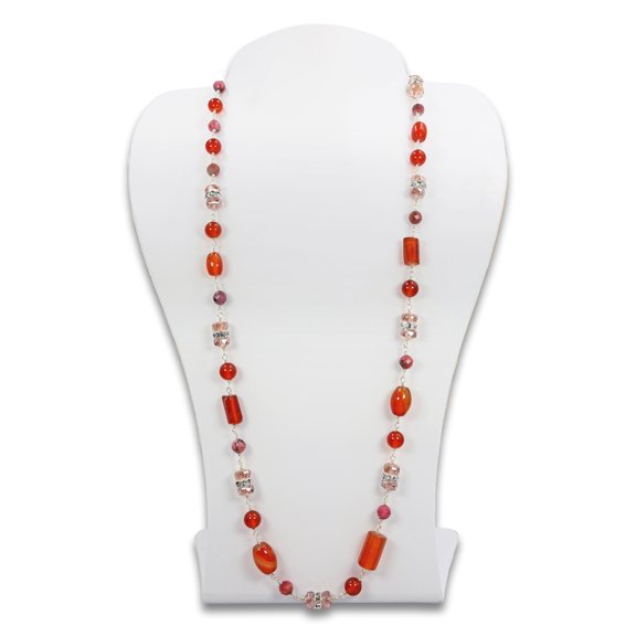 Carnelian and Rhodonite Wired Necklace