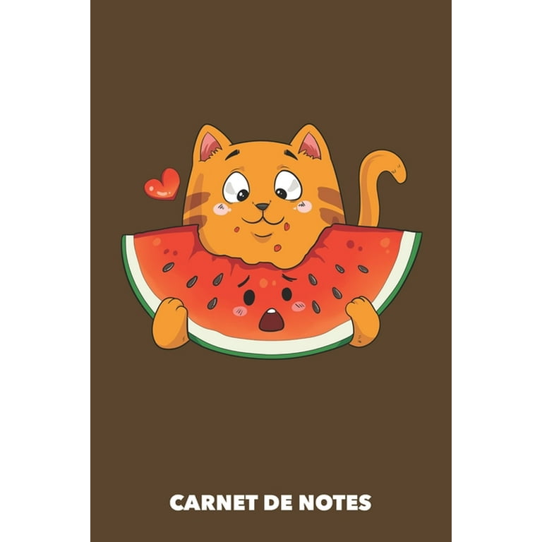 Carnet de Notes : J'adore la pastèque A5 petits carreaux - 120 pages pour  les gens à la mode (brun) (Paperback) 