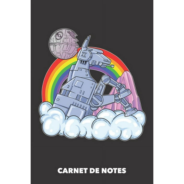 Carnet de Notes : La licorne-robot sous l'arc-en-ciel A5 petits carreaux -  120 pages pour fans de licorne (Paperback) 