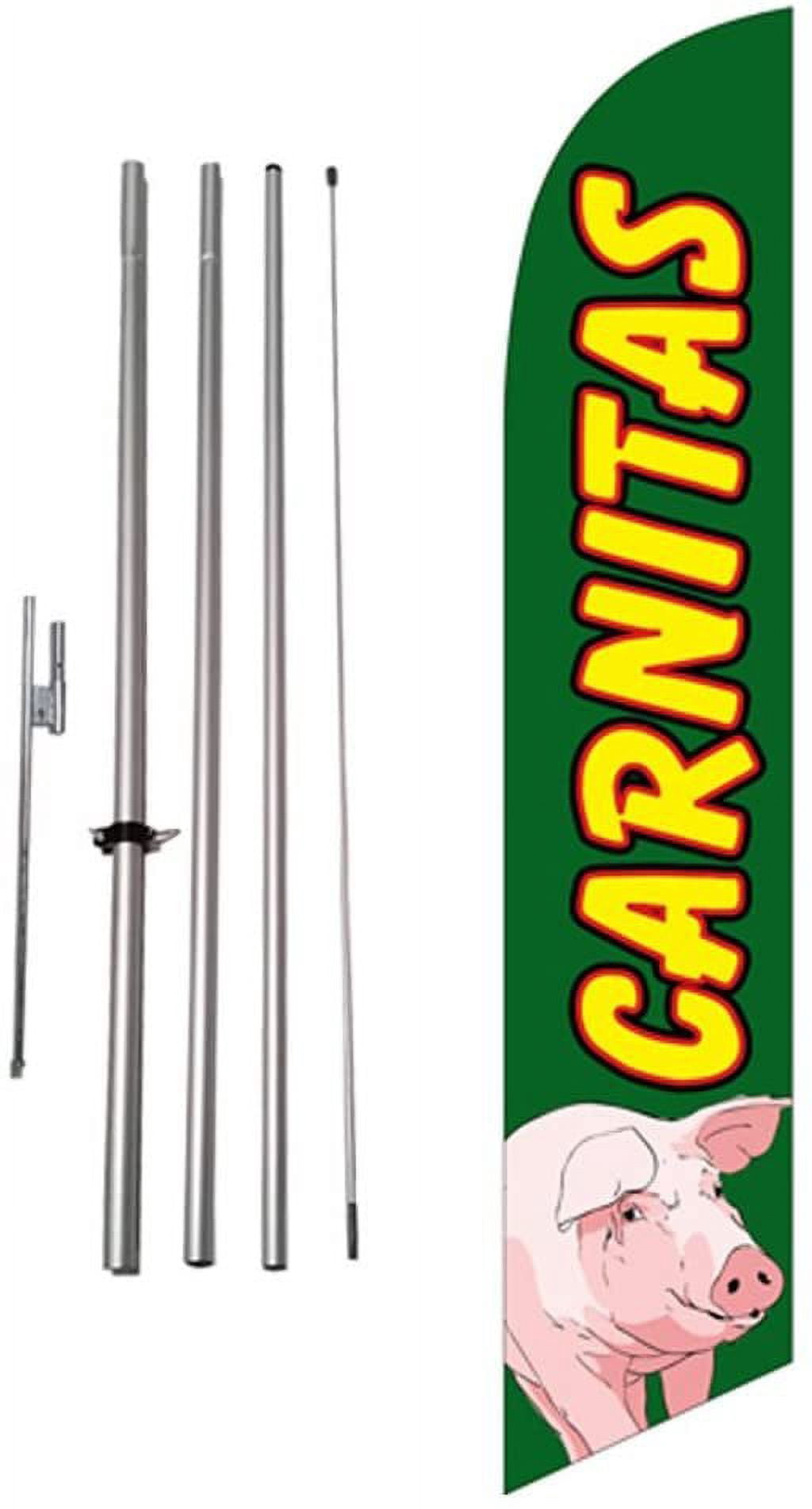 Carnitas Spanish Restaurant Advertising Feather Banner Swooper Flag Sign with Flag Pole Kit and Ground Stake