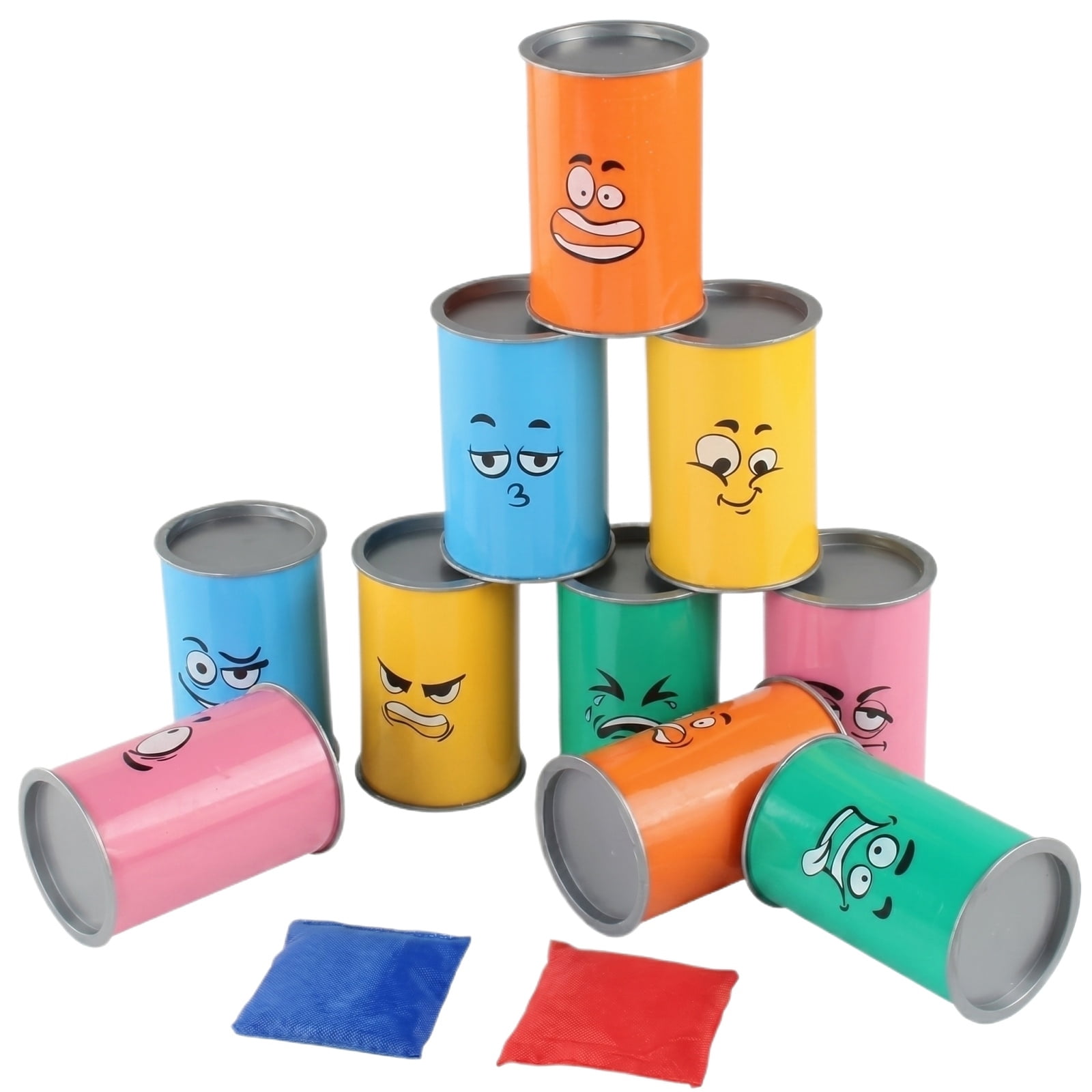 Carnival Bean Bag Toss, Knockdown Can Game Set, Holiday & Birthday Party Games, Outdoor Lawn Yard Activity for Party Favors, Easter Egg Hunt for Classroom Gifts (Without Lights)