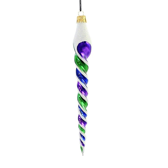 Carnival Brite Twisted Icicle - 1 Glass Ornament 8 Inch, Glass - Ornament Mardi Gras Nola Sbk221038