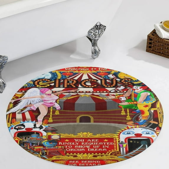 Carnival Circus Amusement Family Theme Park Round Carpet Circle Rug Outdoor Patio Area Rug Washable Large Area Rugs Hallway Room Decor Fitness Mats