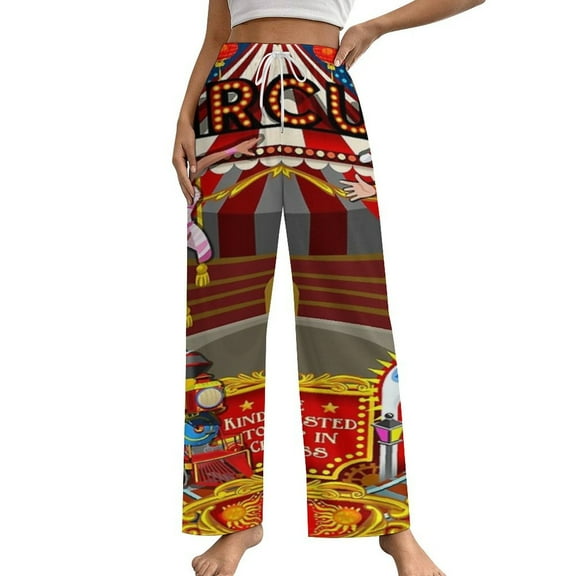 Carnival Circus Amusement Family Theme Park Women's Pajamas Pajama Pants Women's Sleepwear Lounge Sleep Bottoms Stretch with Pockets