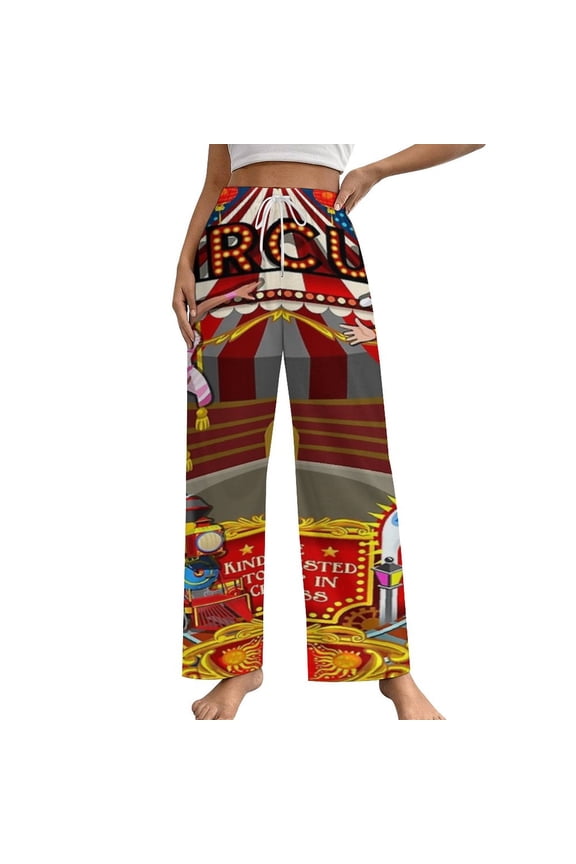 Carnival Circus Amusement Family Theme Park Women's Pajamas Pajama Pants Women's Sleepwear Lounge Sleep Bottoms Stretch with Pockets