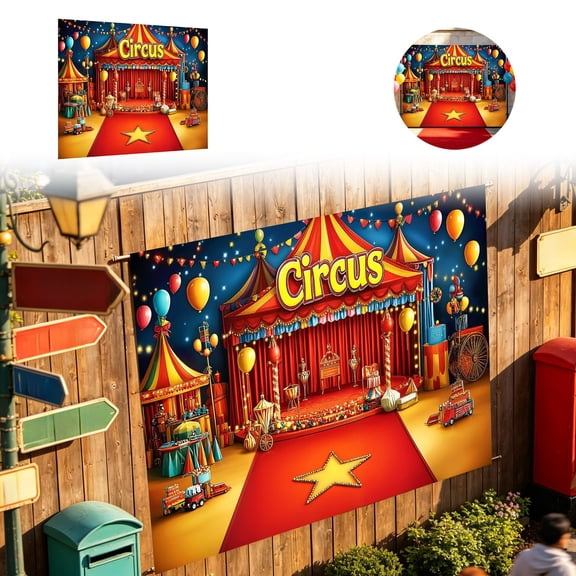 Carnival Circus Backdrop Red Tent Starry Sky Red Carpet Design Party Photo Booth Background 10 x 8 ft