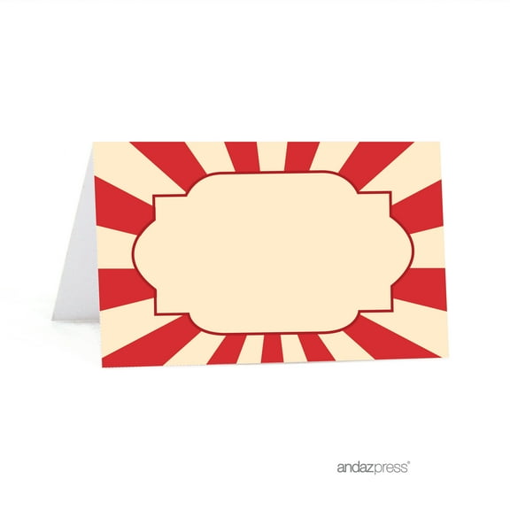 Carnival Circus Birthday Table Tent Printable Place Cards, 20-Pack