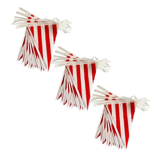 Carnival Circus Party Decorations Supplies Circus Carnival Bunting Banner Red and White Pennant Banner Triangle Bunting Flag for Carnival Birthday Party 3PCS, 10 m, Red 3Packs