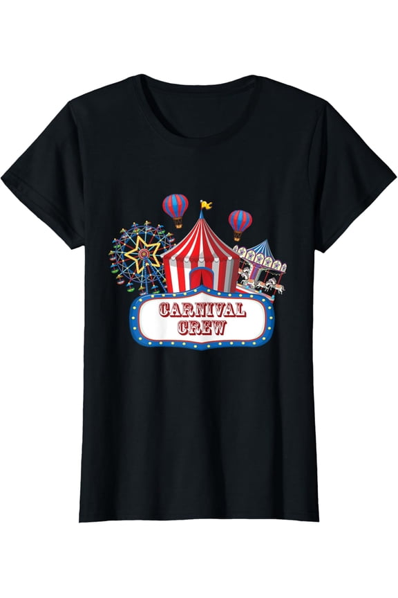 Carnival Crew for Carnival Birthday & Carnival Theme Party T-ShirtMen and women, Black T-shirt, size: Extra large