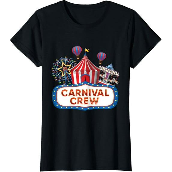 Carnival Crew for Carnival Birthday & Carnival Theme Party T-ShirtMen and women, Black T-shirt, size: Extra large