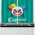 thumbnail image 1 of Carnival Curtains 2 Panels Set, Cursive Typography with Cartoon Happy Clown Face on Striped Background, Window Drapes for Living Room Bedroom, 55"W X 39"L,Teal and Multicolor, by Ambesonne, 1 of 2