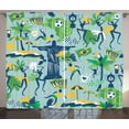 thumbnail image 1 of Ambesonne Carnival Curtains 2 Panel Set, Theme of Brazil Cultural, 108" x 90", Fern Green Dark Sky Blue, 1 of 3