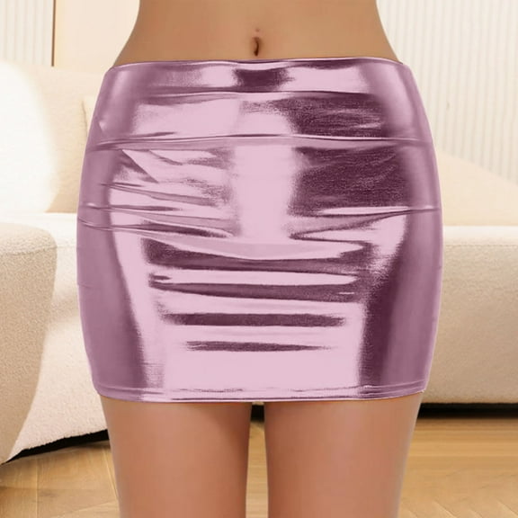 Carnival Dazzling Metal Wrap Skirt Fashion Elegant Women's Skirt Leather Skirt Drawstring Skirt plus Size Pencil Skirt for Women Leather Skirt plus Size Long Skirts for Women High Waist Light Skirt