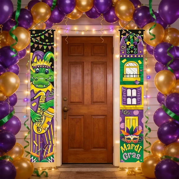 Carnival Decoration Banner, Mardi Gras Party Hanging Flag, 70-inch Festive Garland for Garden Yard Door(B)