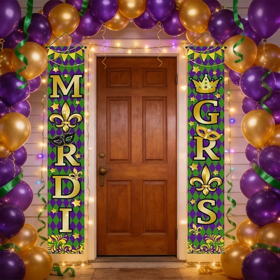 Carnival Decoration Banner, Mardi Gras Party Hanging Flag, 70-inch Festive Garland for Garden Yard Door(D)
