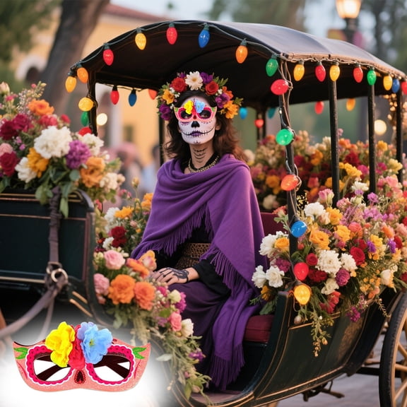 Carnival Decorative Eyeglasses Mask – Floral Decorated Novelty Eyewear Designs for Carnival, Parade, Photo Booth & Party Fun