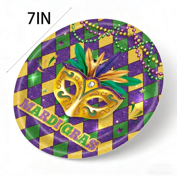 Carnival Disposable Tableware Set Carnival Themed Disposable Tableware For Party Celebration Dinnerware Plates Bowls Cups And Cutlery Purple - 18cm