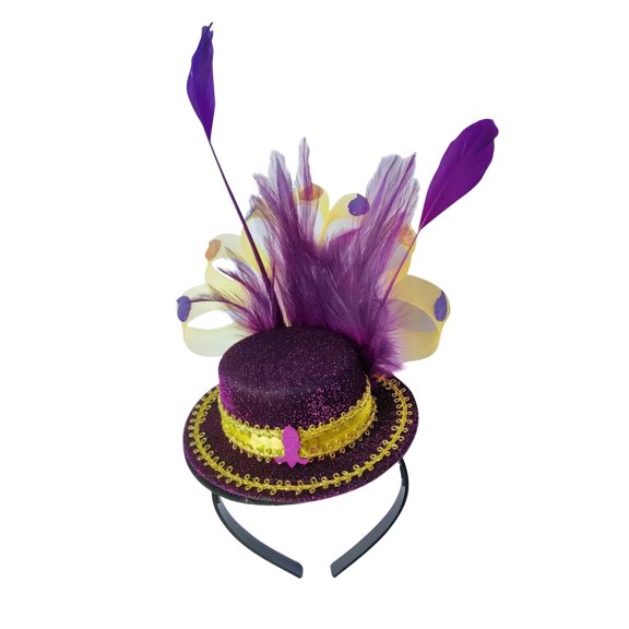 Carnival Featherhead Hoop Irish Fedora Party Purple, And Yellow Hair Hoop Hair Ornament
