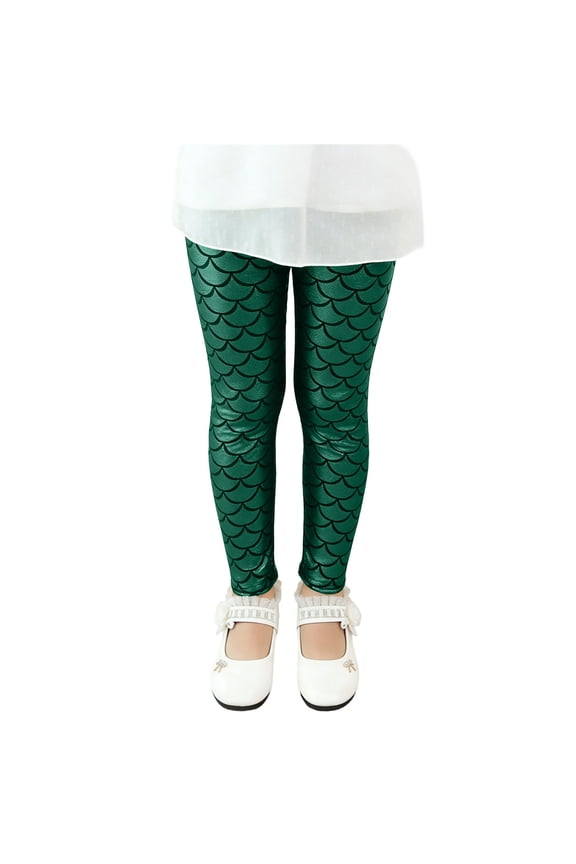 Carnival Girls Sequin Leggings Sparkly Scale Pattern Fitted Dance Tights Kids Performance Party Clothes