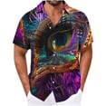 thumbnail image 1 of Carnival Hawaiian Shirt for Men Summer Short Sleeve Button Down Shirts Fashion Mardi Gras Printed Turndown Collar Beach T Shirts Vacation Holiday Tops, 1 of 7