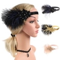 thumbnail image 1 of Carnival Headpieces for Women BWASD Party Headdress Mardi Gras 1920s Sequined Showgirl Flapper Headband Cocktail Retro Fashion Accessories Black, 1 of 7