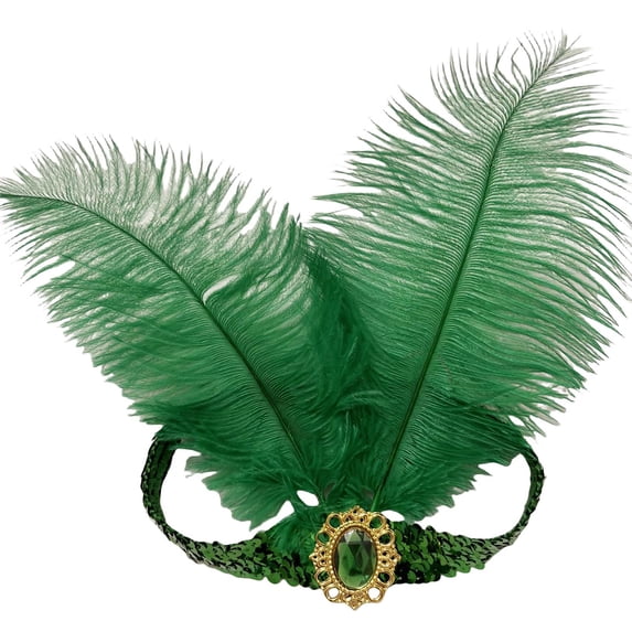 Carnival Headpieces for Women BWASD Retro Sequined Showgirl Flapper Headband Cocktail Party Headdress Mardi Gras 1920s Fashion Accessories Green